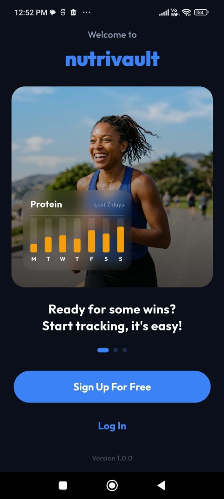 NutriVault welcome onboarding screen
