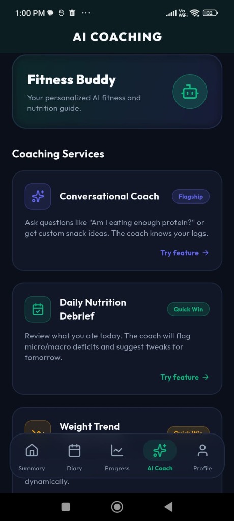 NutriVault AI Coaching — Fitness Buddy